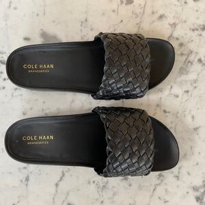 Cole Haan black woven leather flat